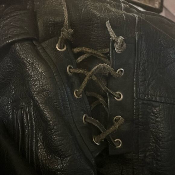 VINTAGE UNBRANDED genuine leather motor cycle jacket L - Picture 2 of 9